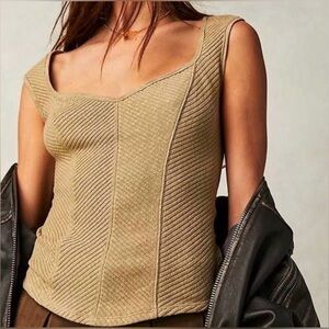 We The Free Beige Ribbed Tank Top